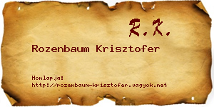 Rozenbaum Krisztofer névjegykártya
